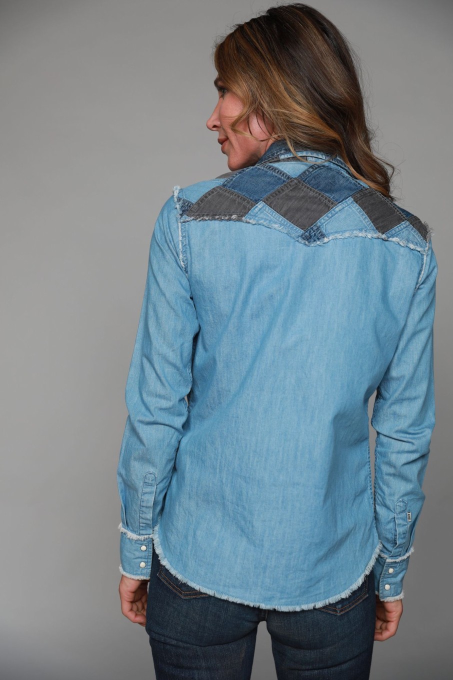 Women Kimes Ranch | Kc Patched Denim Top Indigo Denim